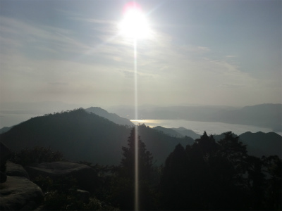 弥山から見る夕陽